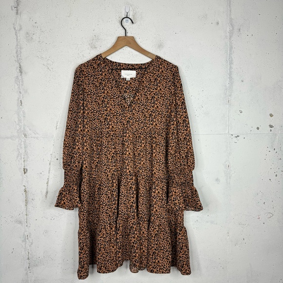 Pomander Place Dresses & Skirts - Tuckernuck Pomander Place Leopard Print Kenzo Smocked Cuff Sleeve Tiered Dress